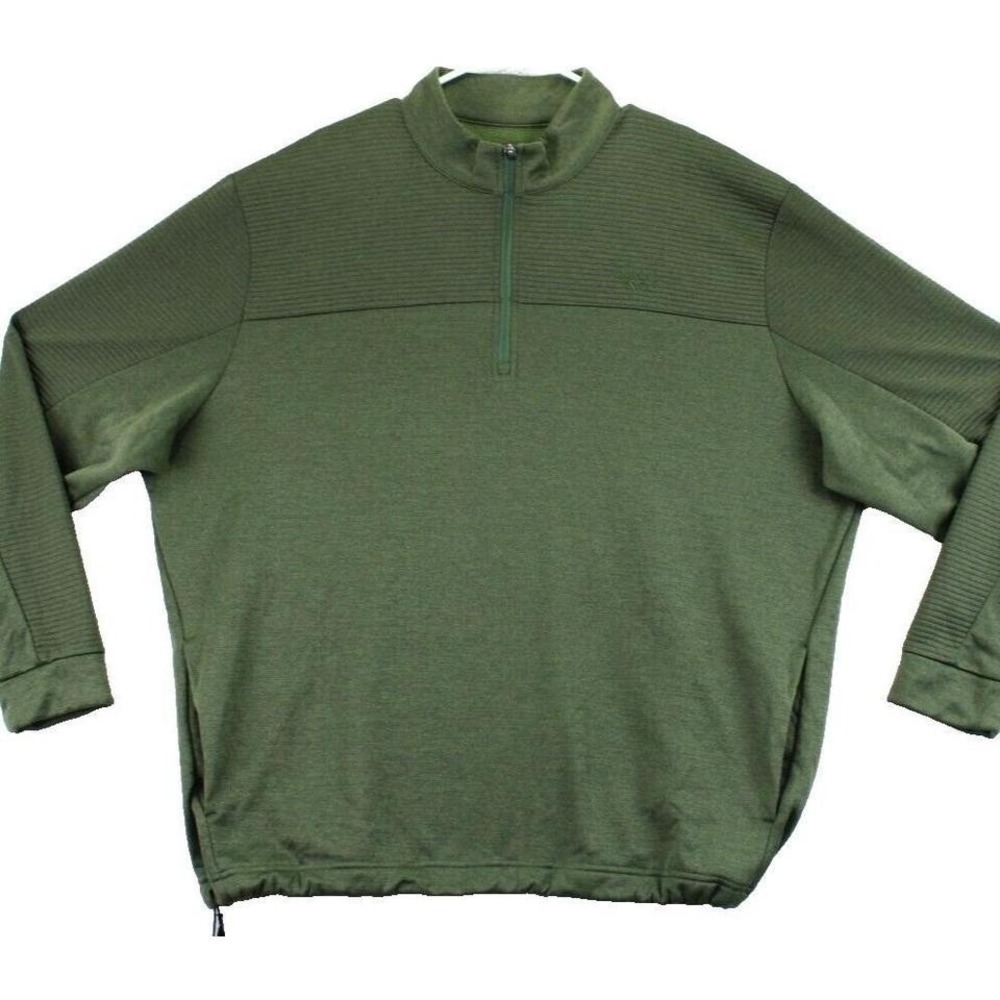 Callaway Men's Green Quarter Zip Pullover Long Sleeve Textured‎ Golf Shirt XXL